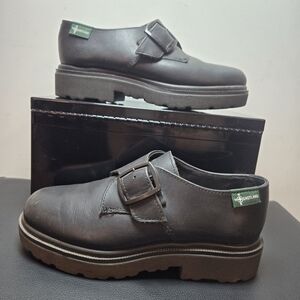 Eastland Oxford Slip On Shoes Black Leather Women's 7M Buckle Strap